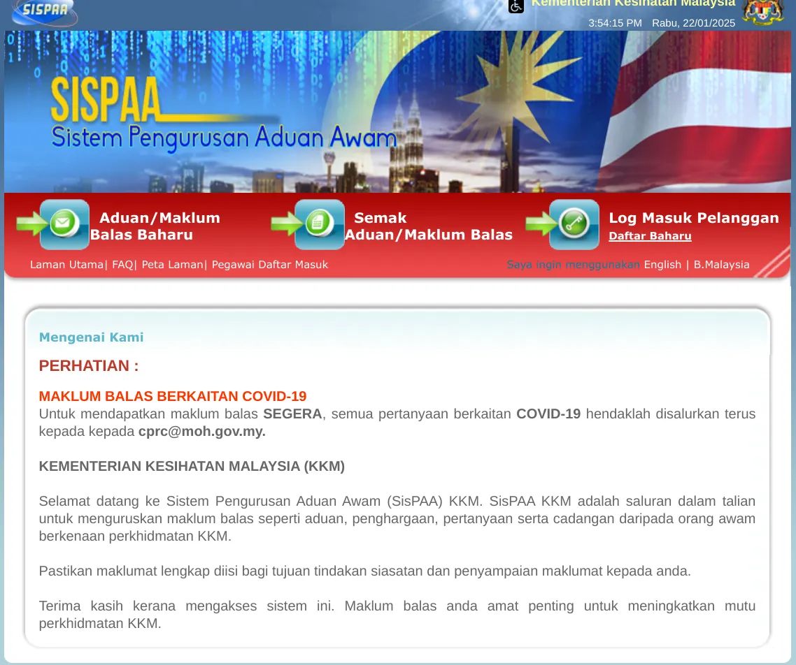aduan spab hospital kerajaan