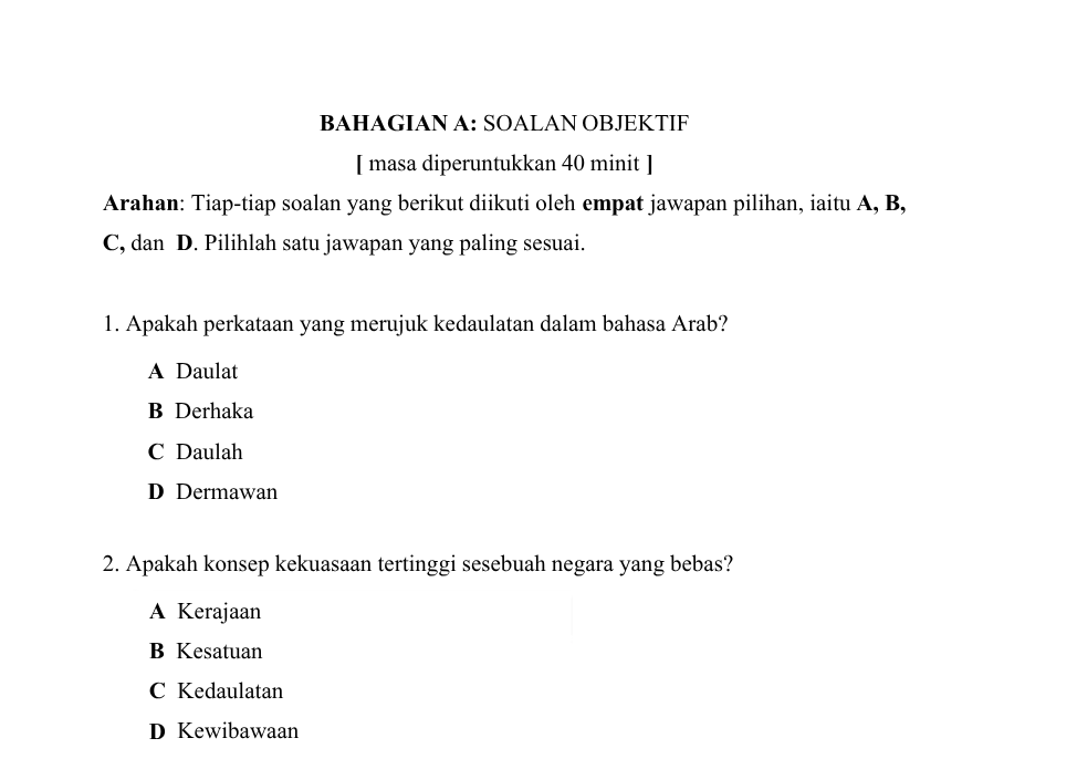 soalan uasa sejarah tingkatan 5