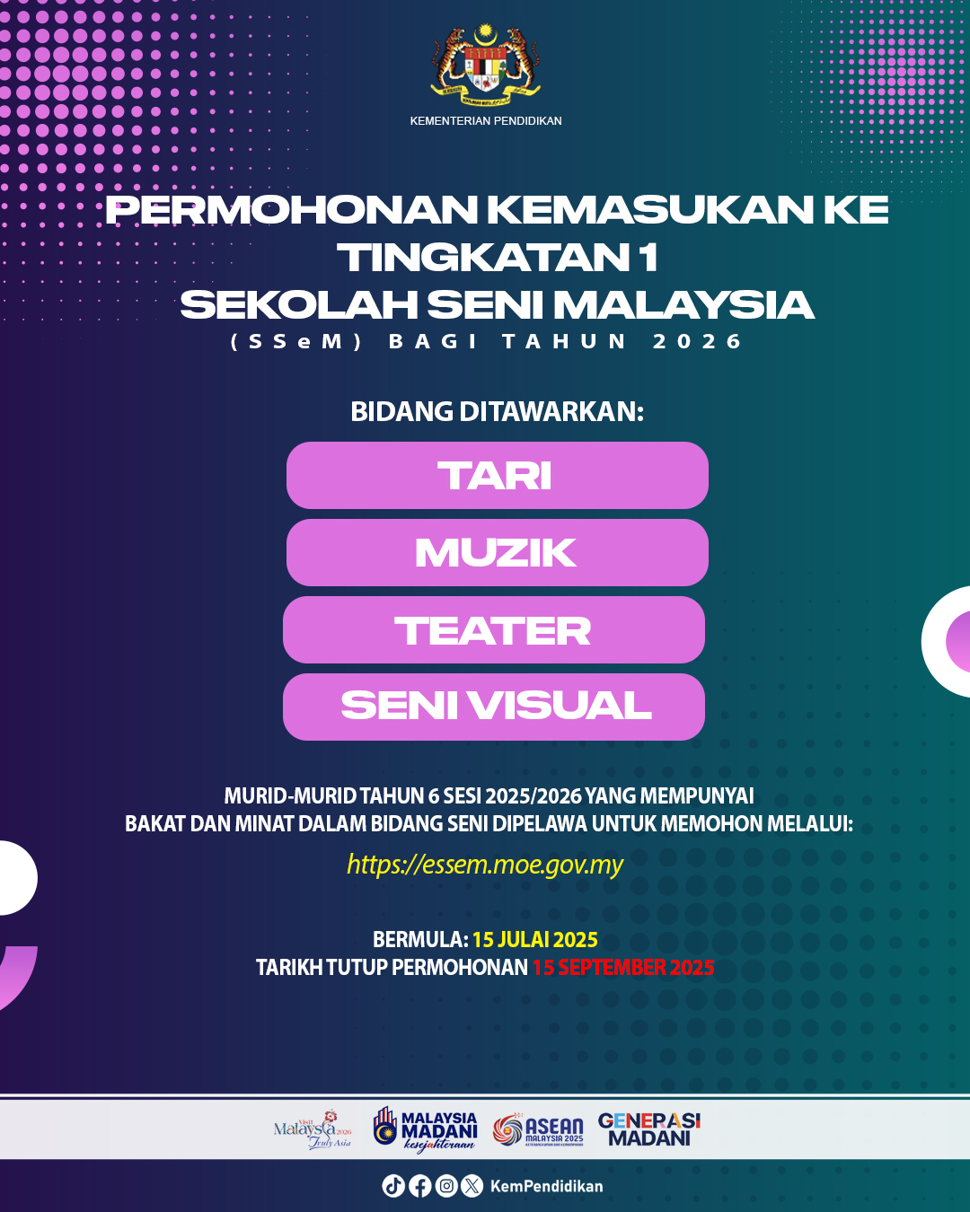 permohonan sekolah seni