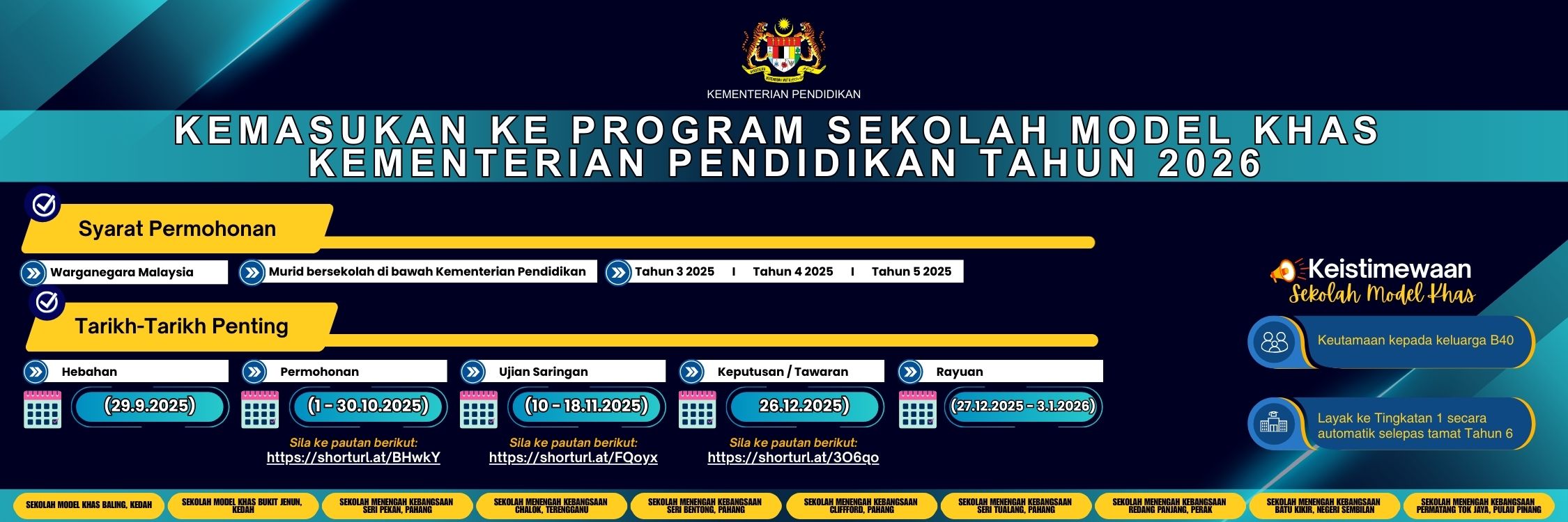 permohonan sekolah model khas